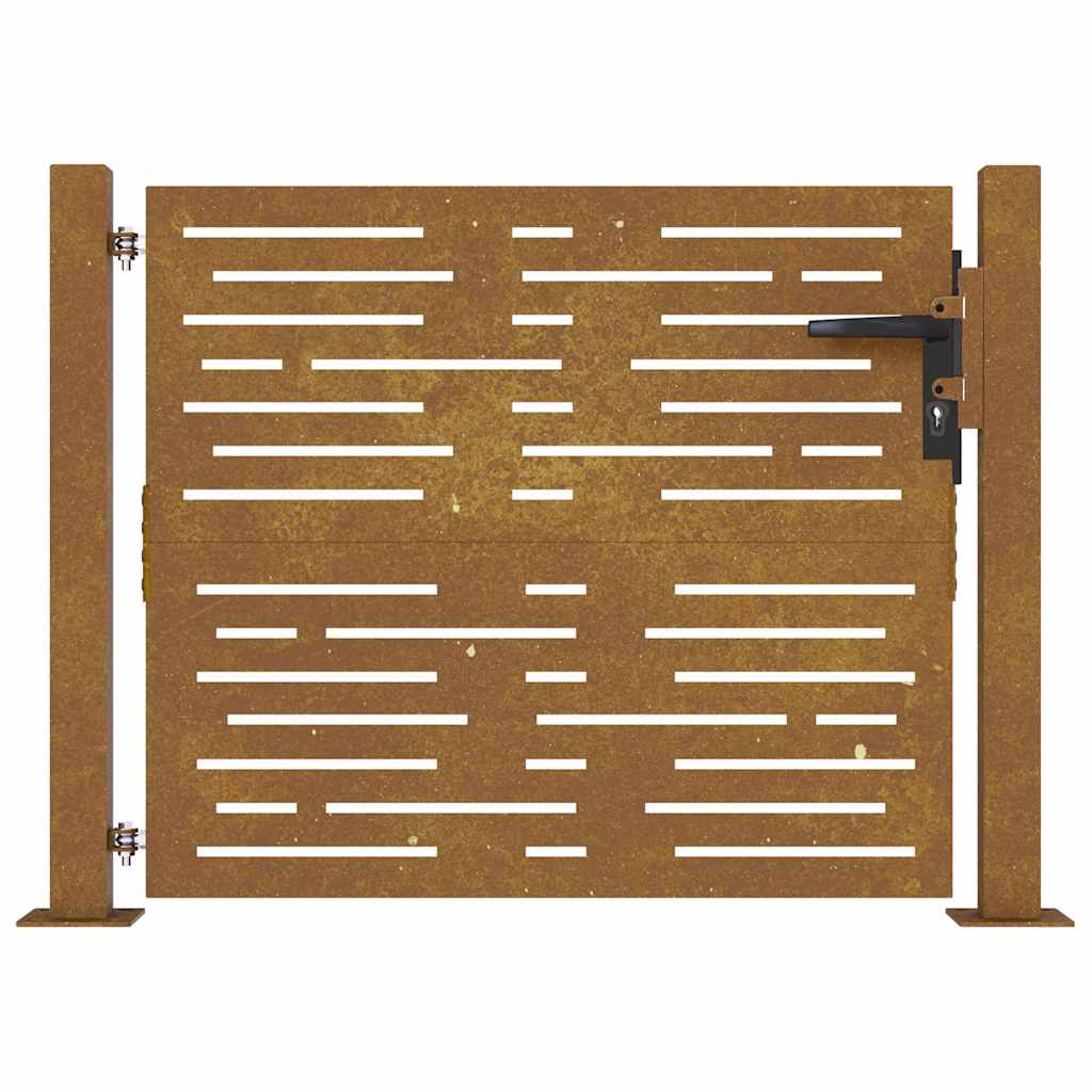 Portão de jardim 100x100 cm em aço corten com design quadrado
