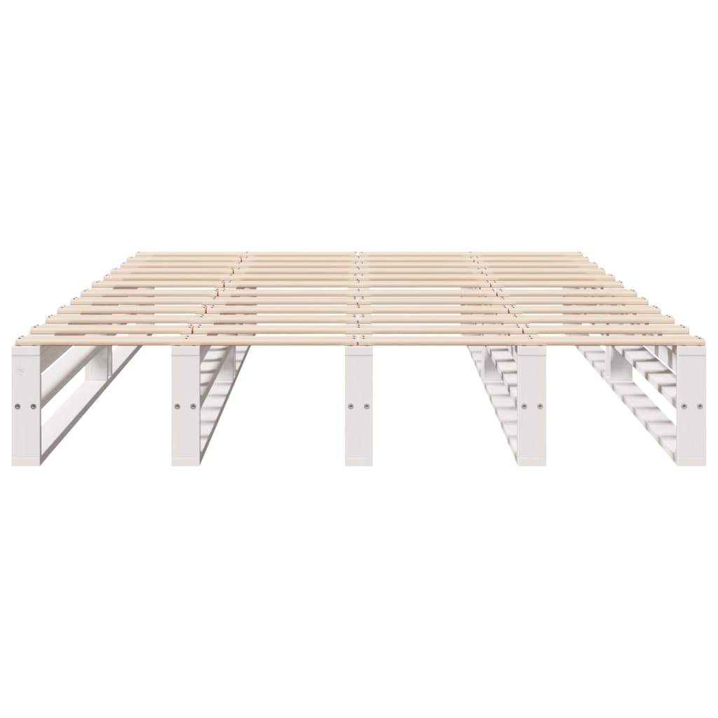 Cama sem colchão 150x200 cm madeira de pinho maciça branco