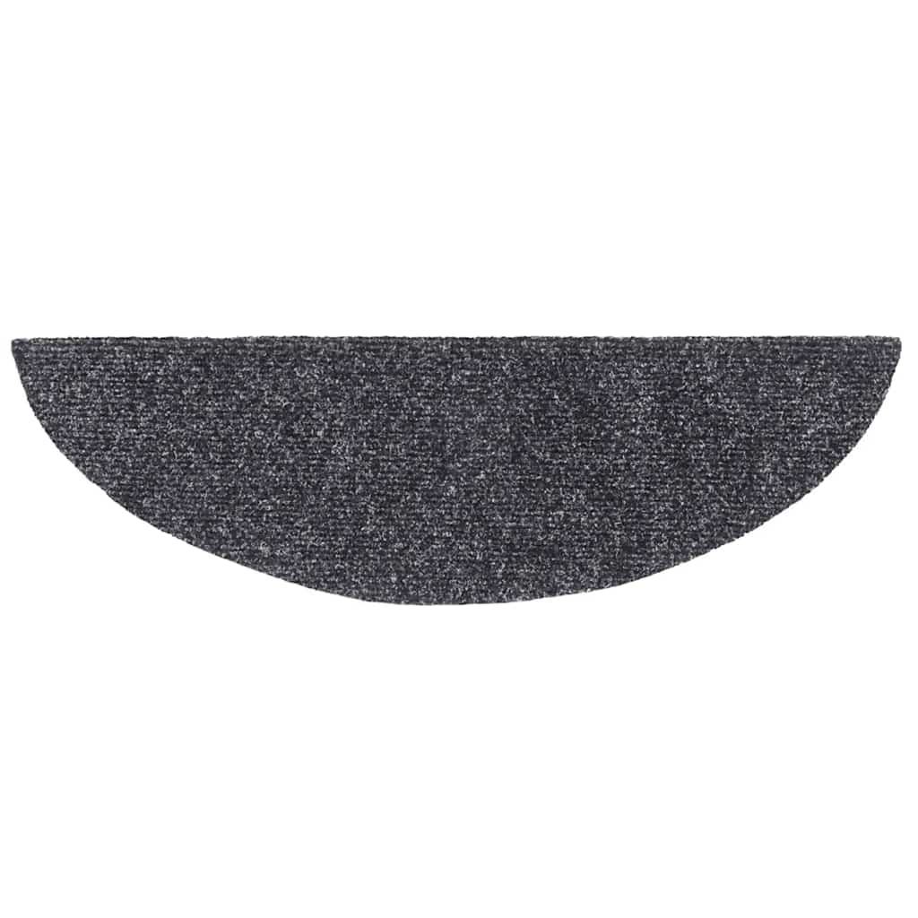 Tapetes de escada autoadesivos 20 peças 56x17x3 cm cinza escuro semicircular