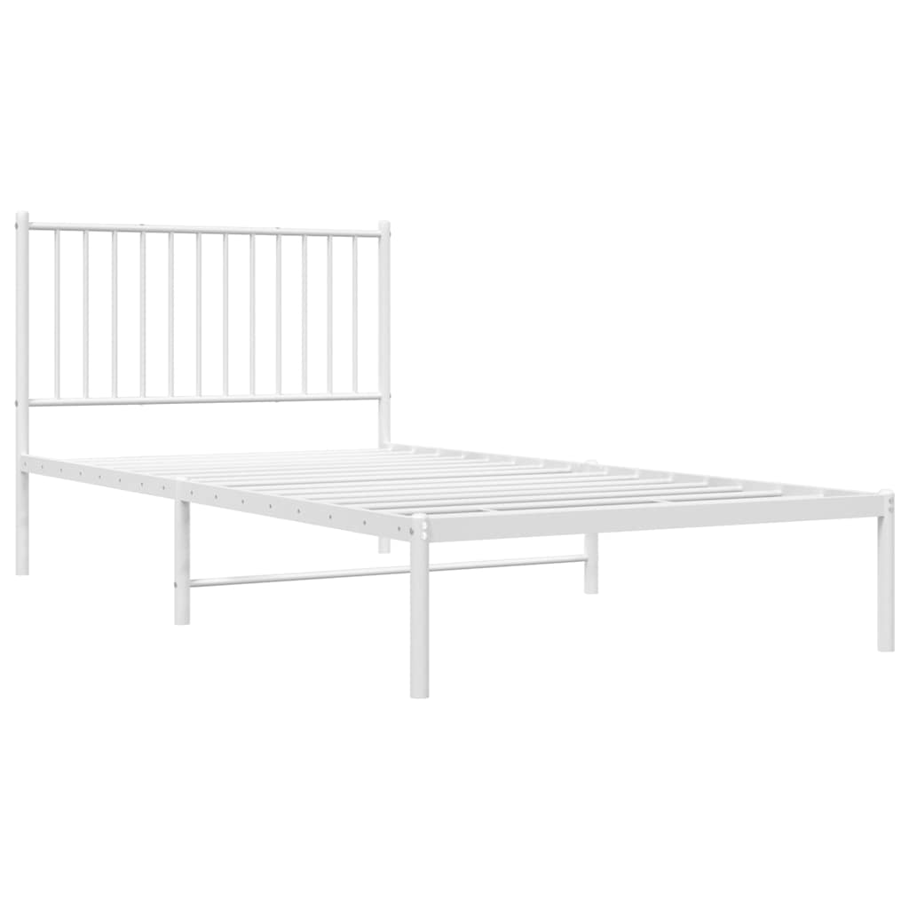 Estrutura de cama com cabeceira 100x200 cm metal branco