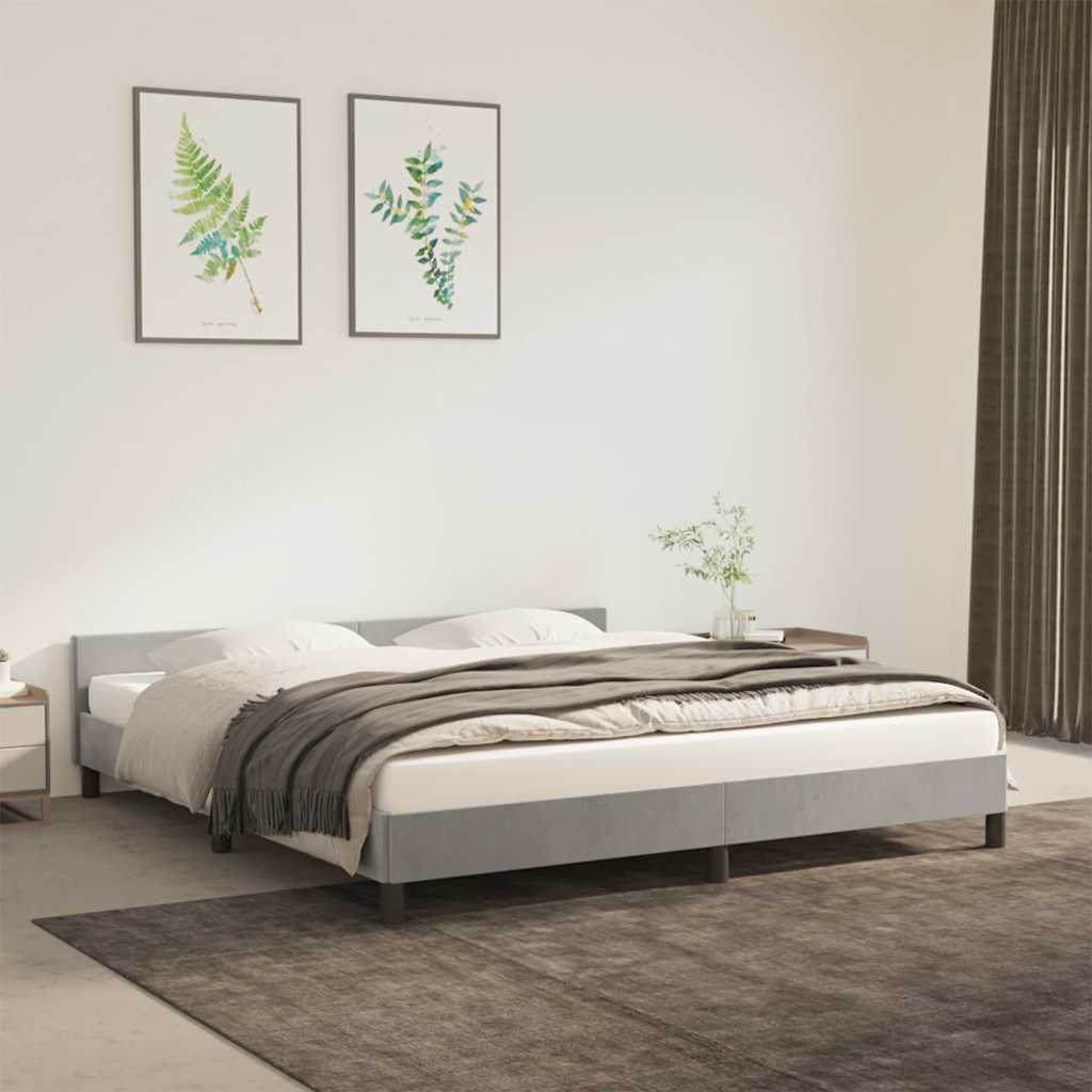 Estrutura de cama sem colchão 160x200 cm veludo cinzento-claro