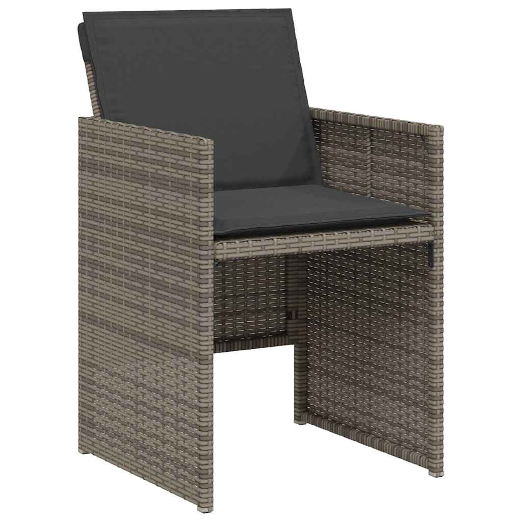 3 Pcs conjunto bistrô com almofadões vime PE cinza