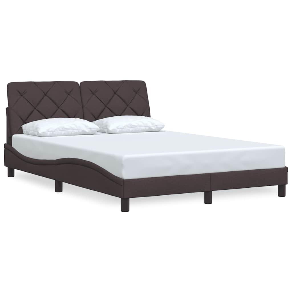 Estrutura de cama sem colchão 140x190 cm tecido castanho-escuro