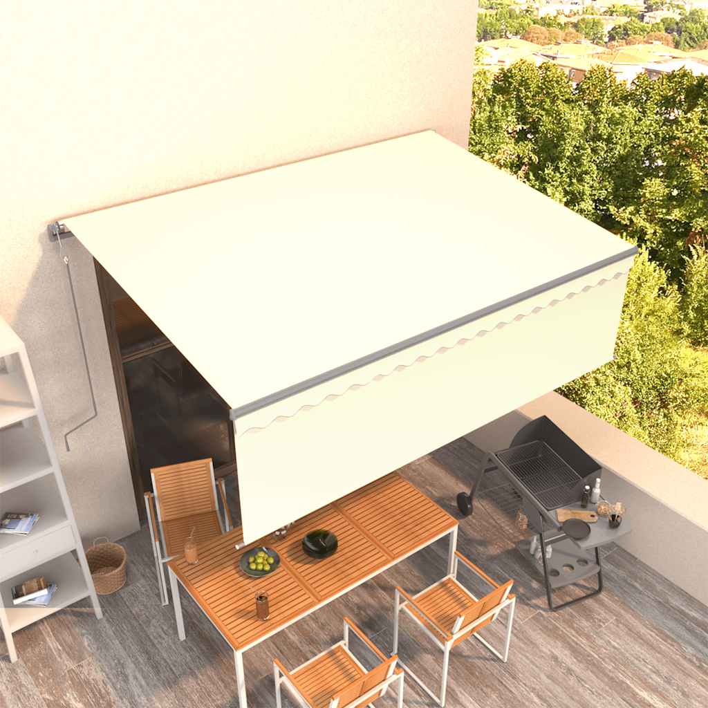 Toldo retrátil automático com estore 4x3 m cor creme