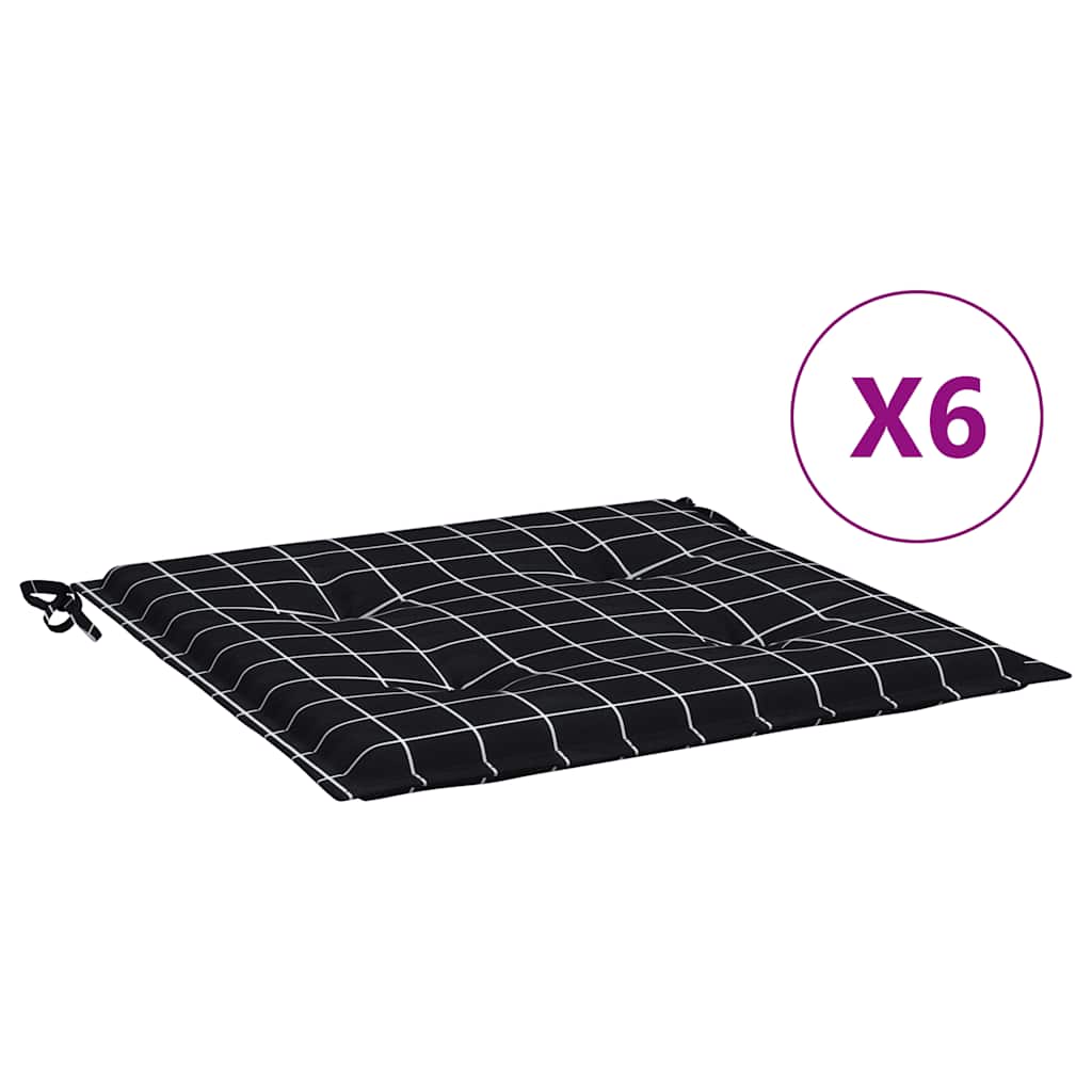 Almofadões p/ cadeira 6pcs 40x40x4cm tecido xadrez preto