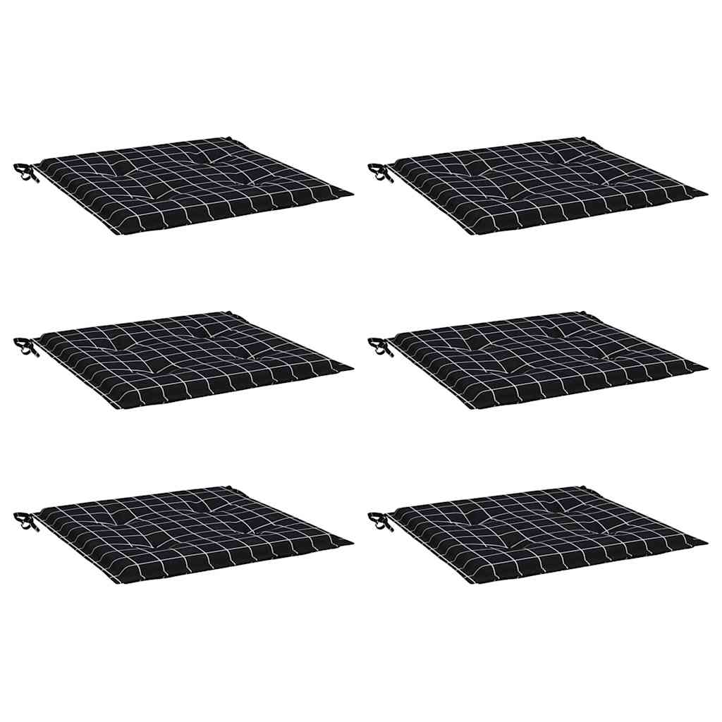 Almofadões p/ cadeira 6pcs 40x40x4cm tecido xadrez preto