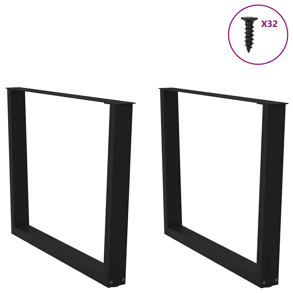 Pernas para mesa de jantar em v, 2 peças, pretas, 100x(72-73,3) cm, aço