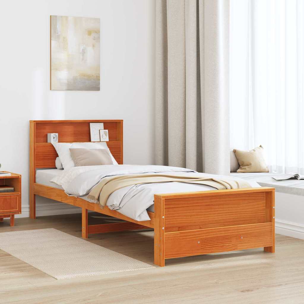 Estrutura da cama marrom cera 90 x 190 cm madeira processada