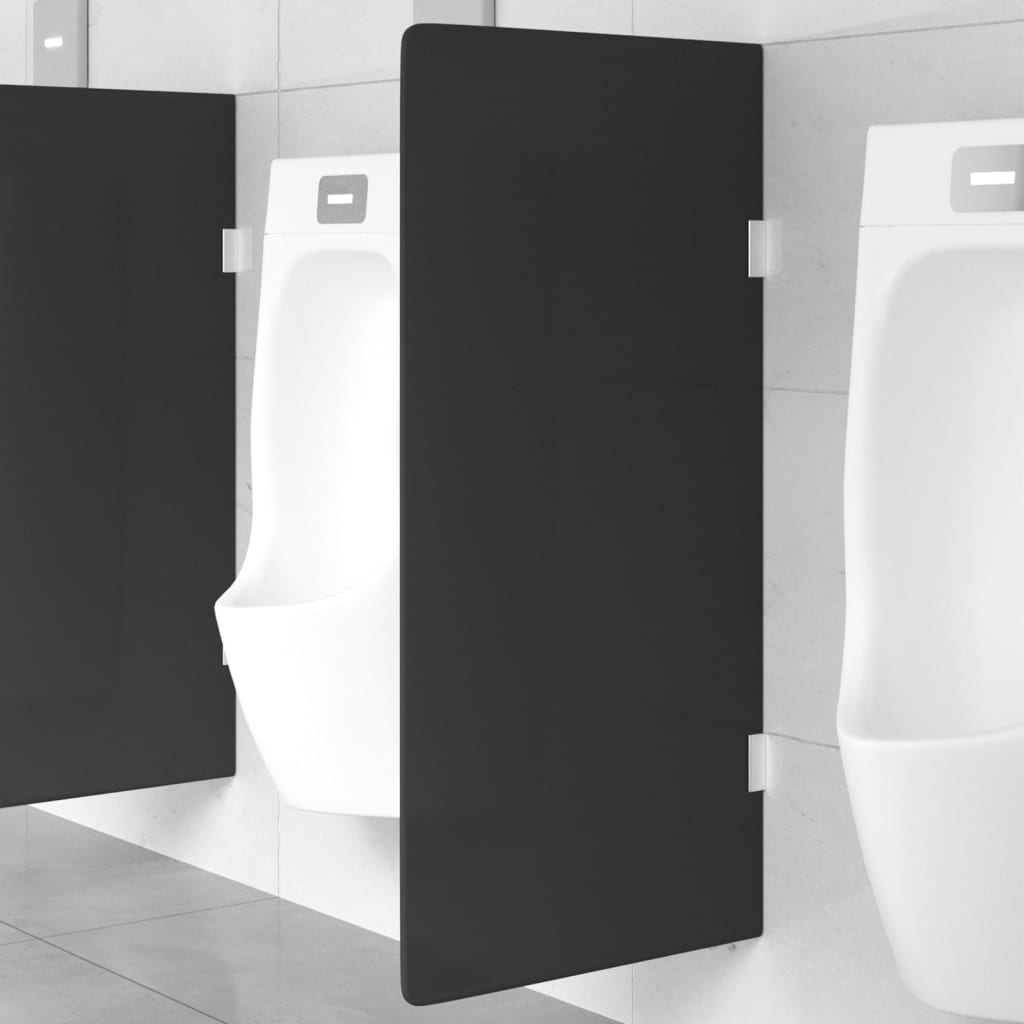 Divisória privacidade p/ urinol de parede vidro temperado preto