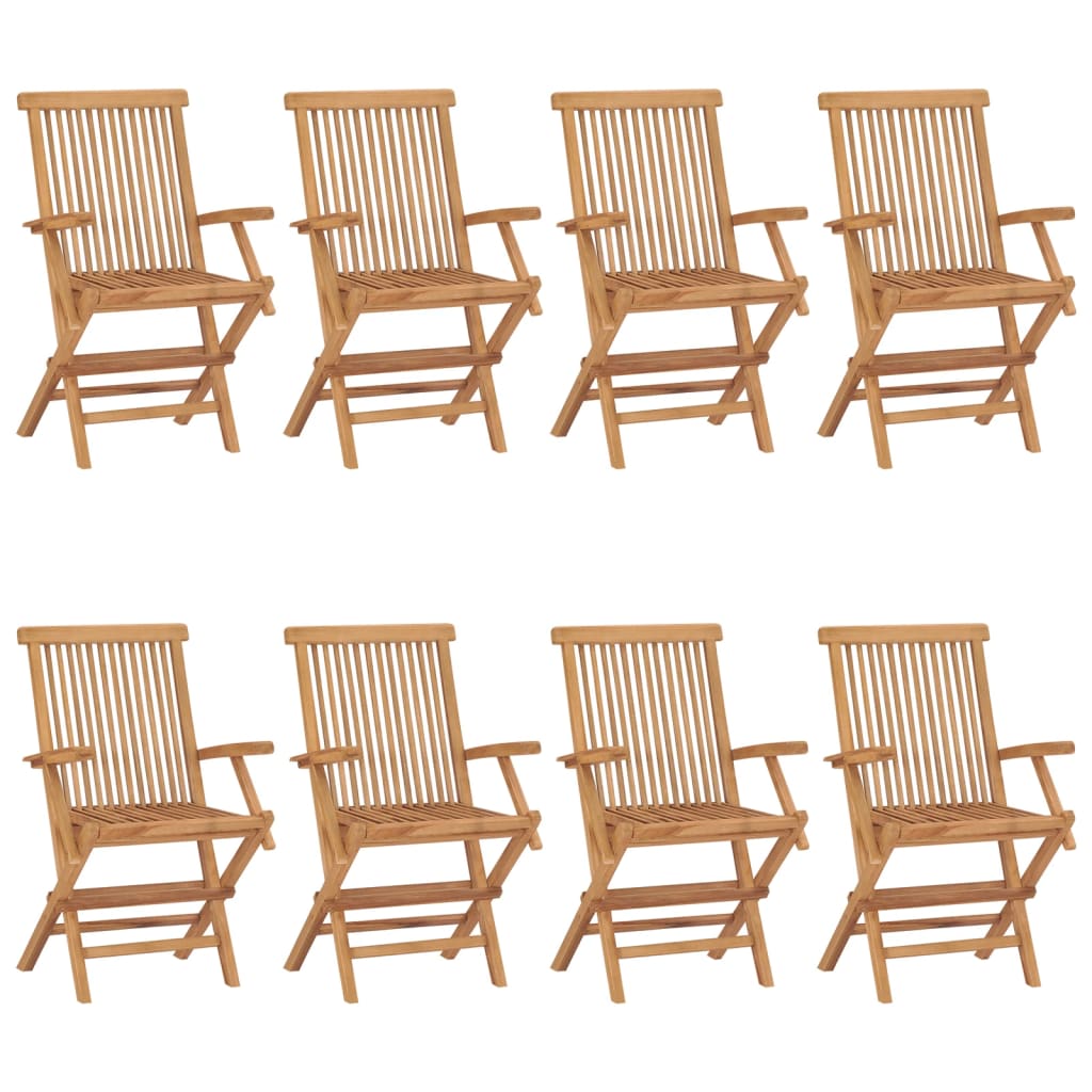 Cadeiras de jardim + almofadões vermelho tinto 8pcs teca maciça