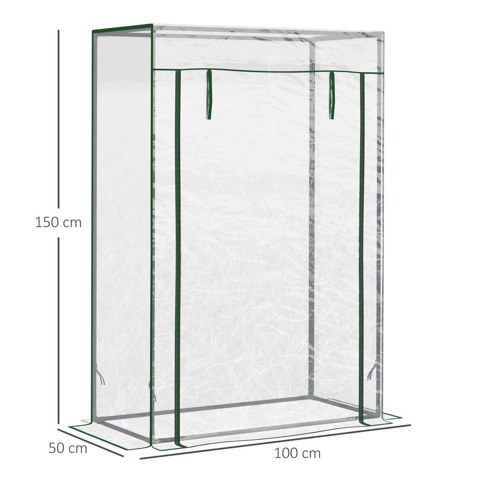 Estufa com Porta Enrolável e Estrutura de Aço Estufa de Jardim para Cultivo de Plantas 100x50x150 cm Transparente