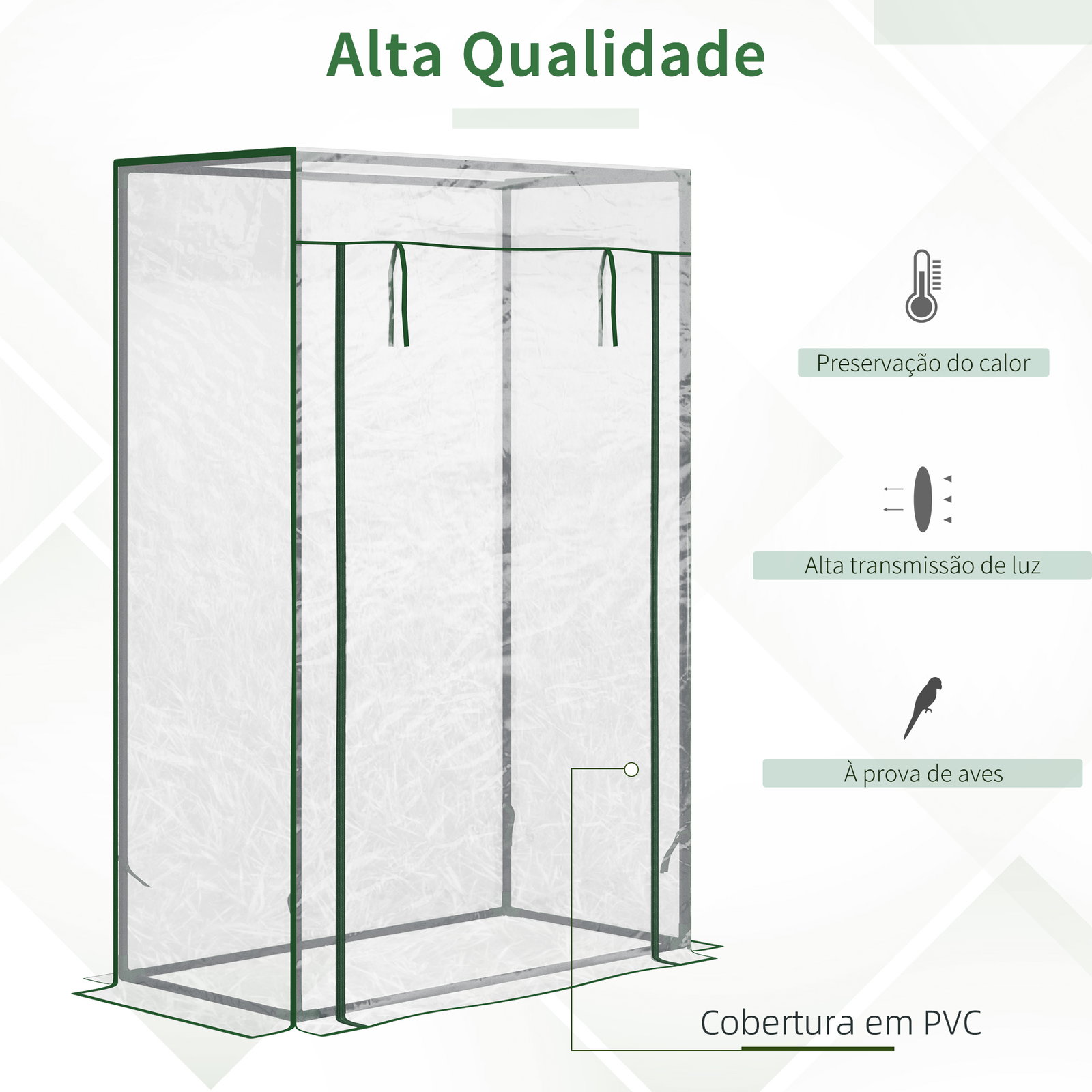 Estufa com Porta Enrolável e Estrutura de Aço Estufa de Jardim para Cultivo de Plantas 100x50x150 cm Transparente