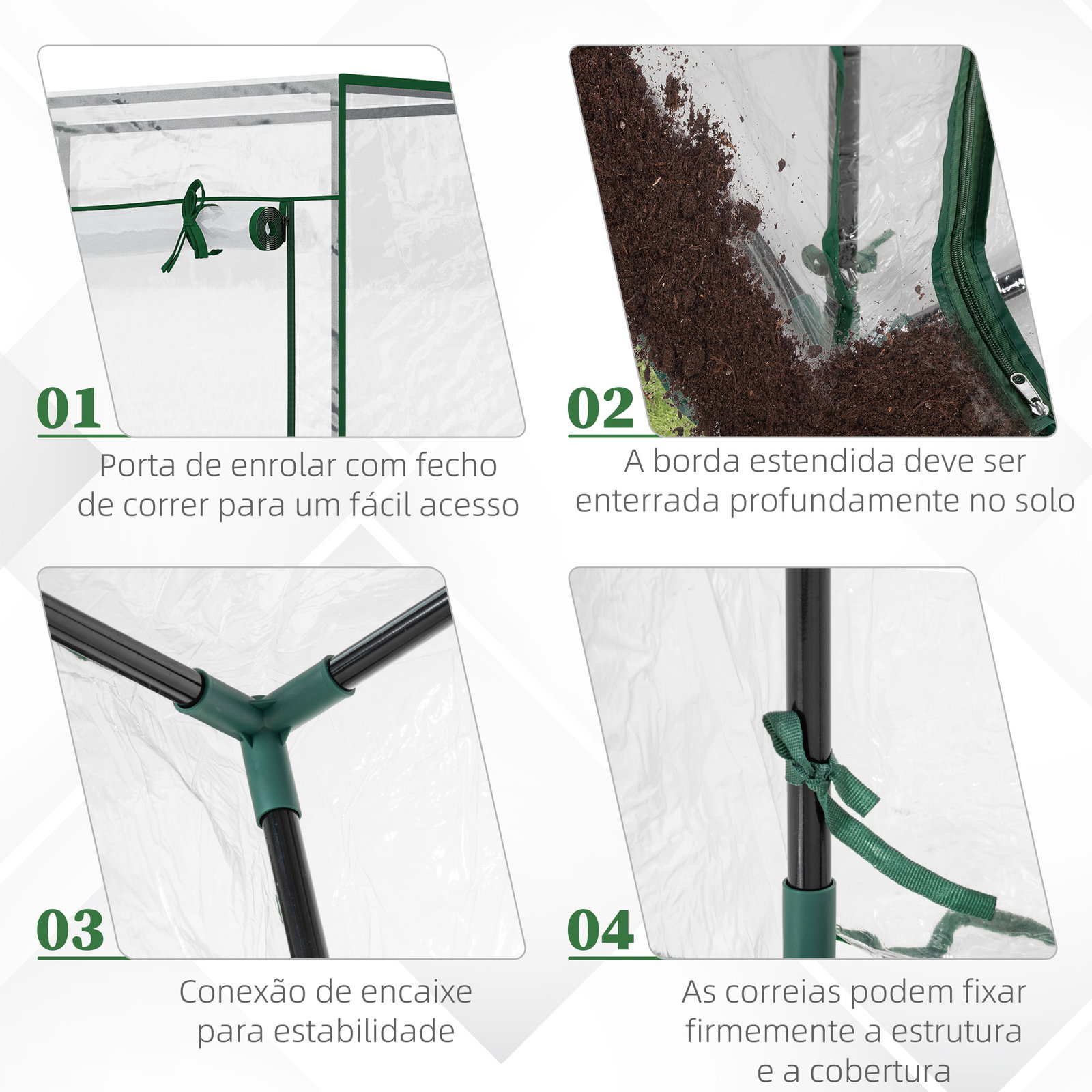 Estufa com Porta Enrolável e Estrutura de Aço Estufa de Jardim para Cultivo de Plantas 100x50x150 cm Transparente