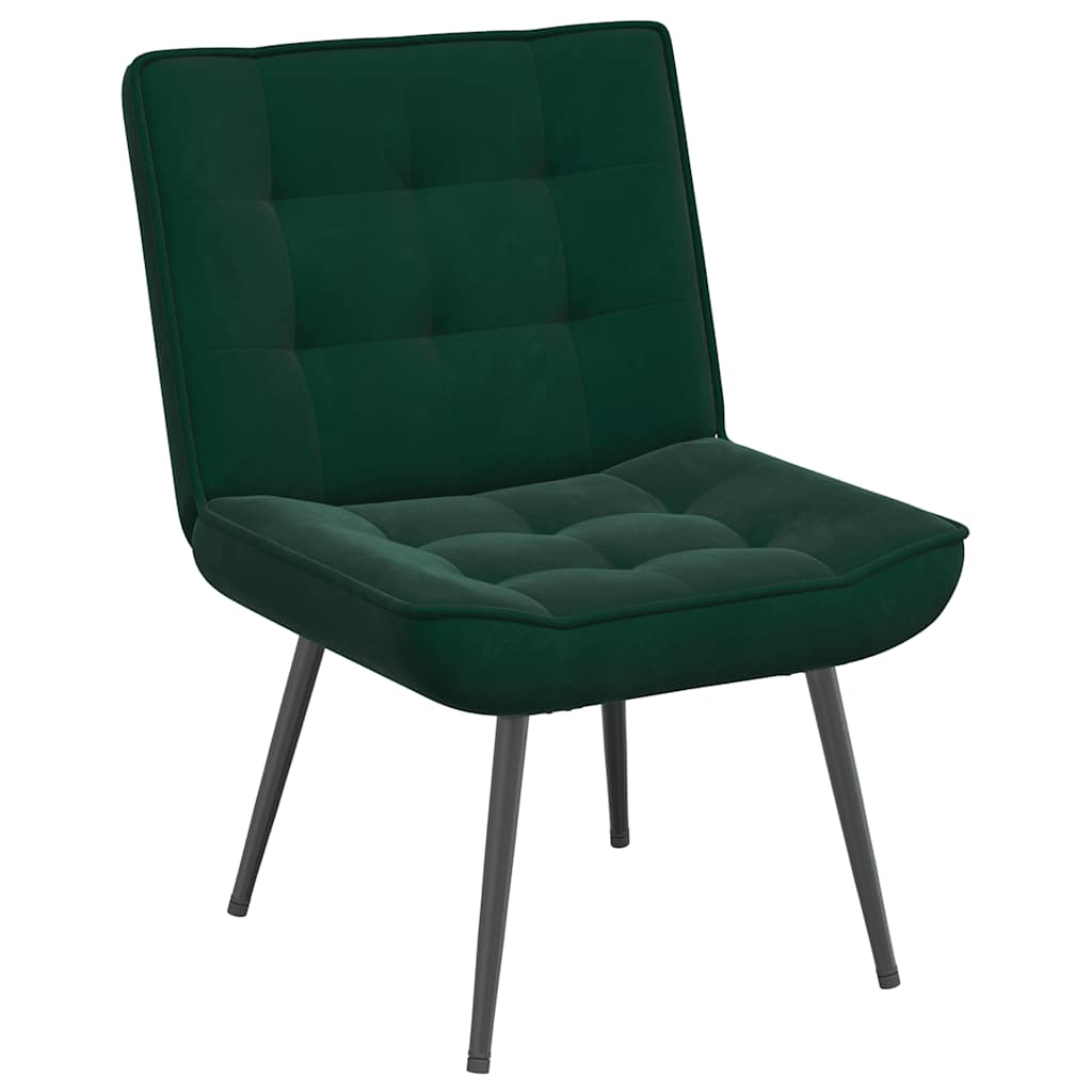 Cadeira de descanso com banco veludo verde-escuro