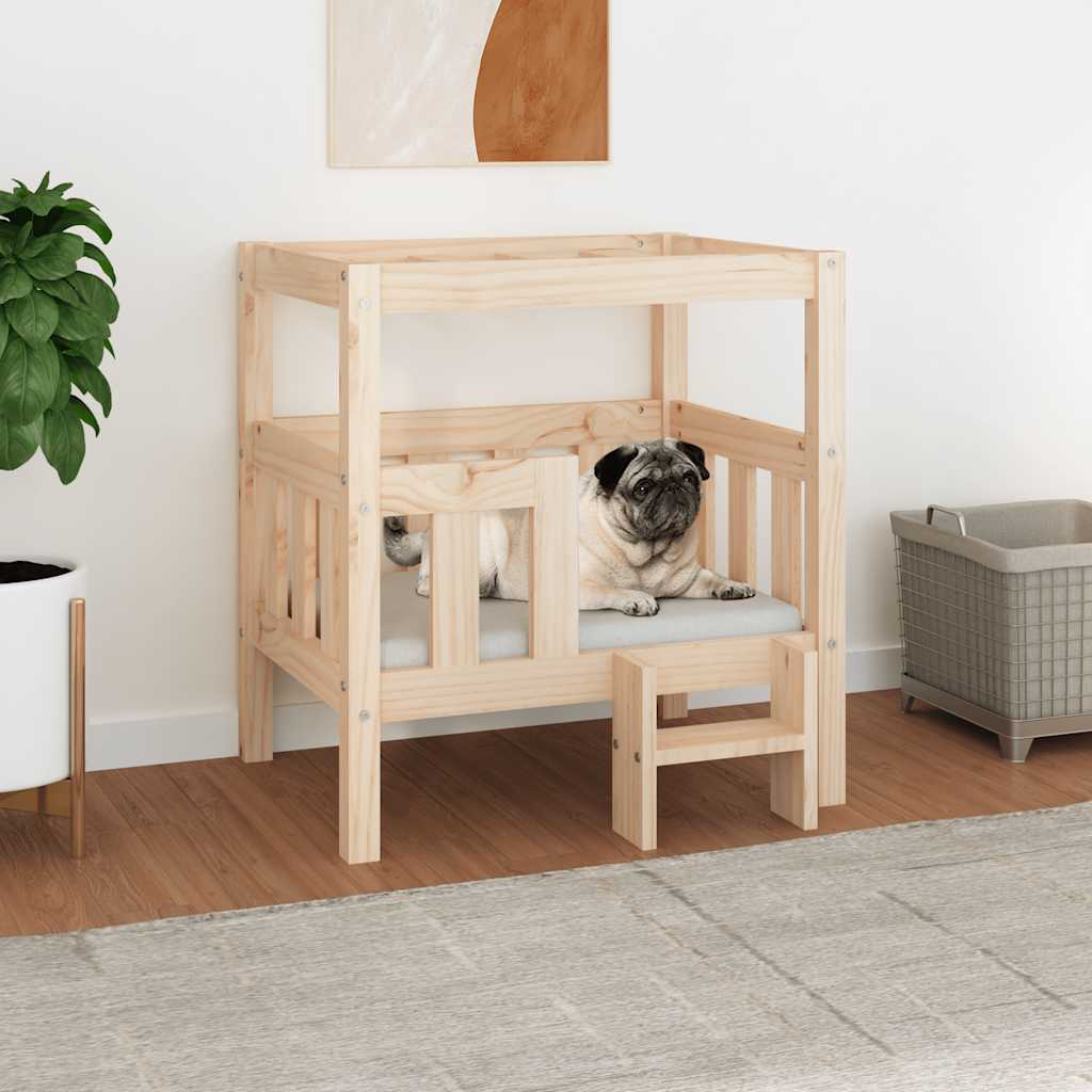 Cama para cães 65,5x50,5x70 cm madeira de pinho maciça