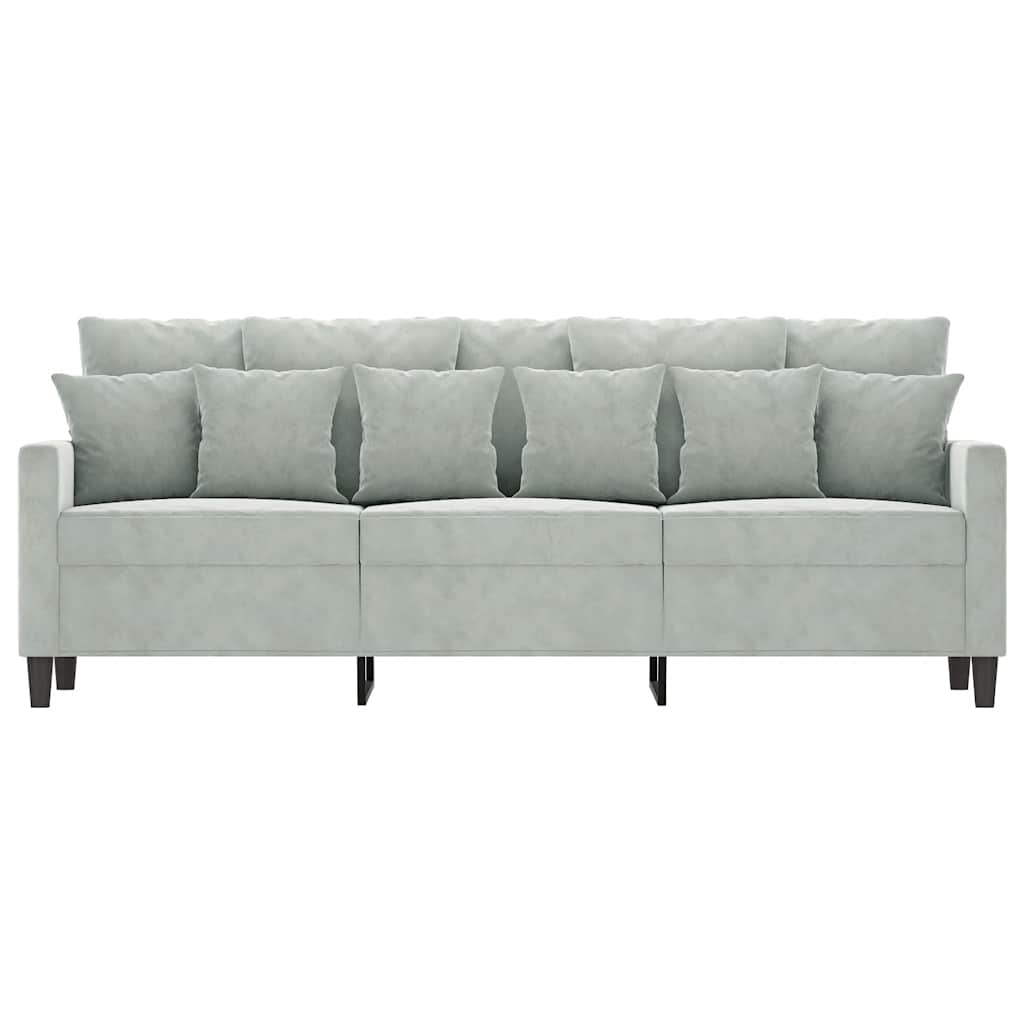 Sofá de 3 lugares 180 cm veludo cinzento-claro
