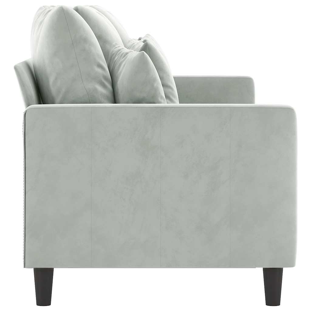 Sofá de 3 lugares 180 cm veludo cinzento-claro