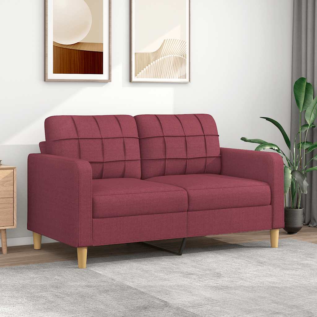 Sofá de 2 lugares tecido 140 cm vermelho tinto