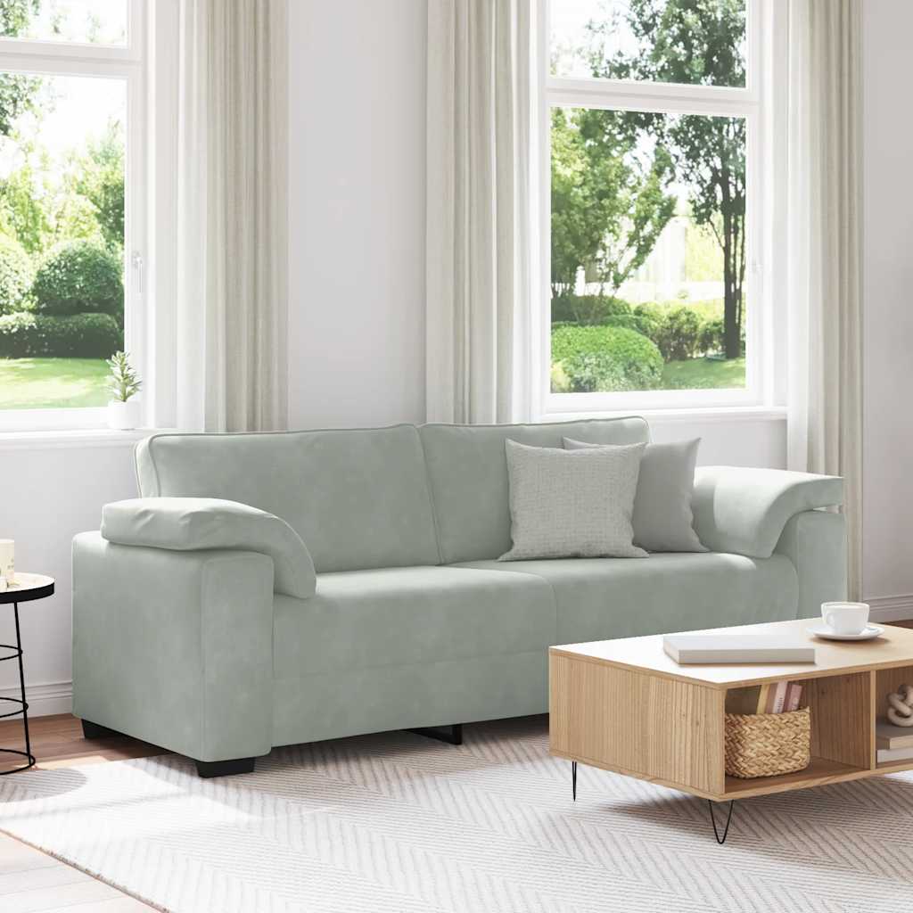 Sofá de 3 lugares 220x77x82 cm veludo cinzento-claro