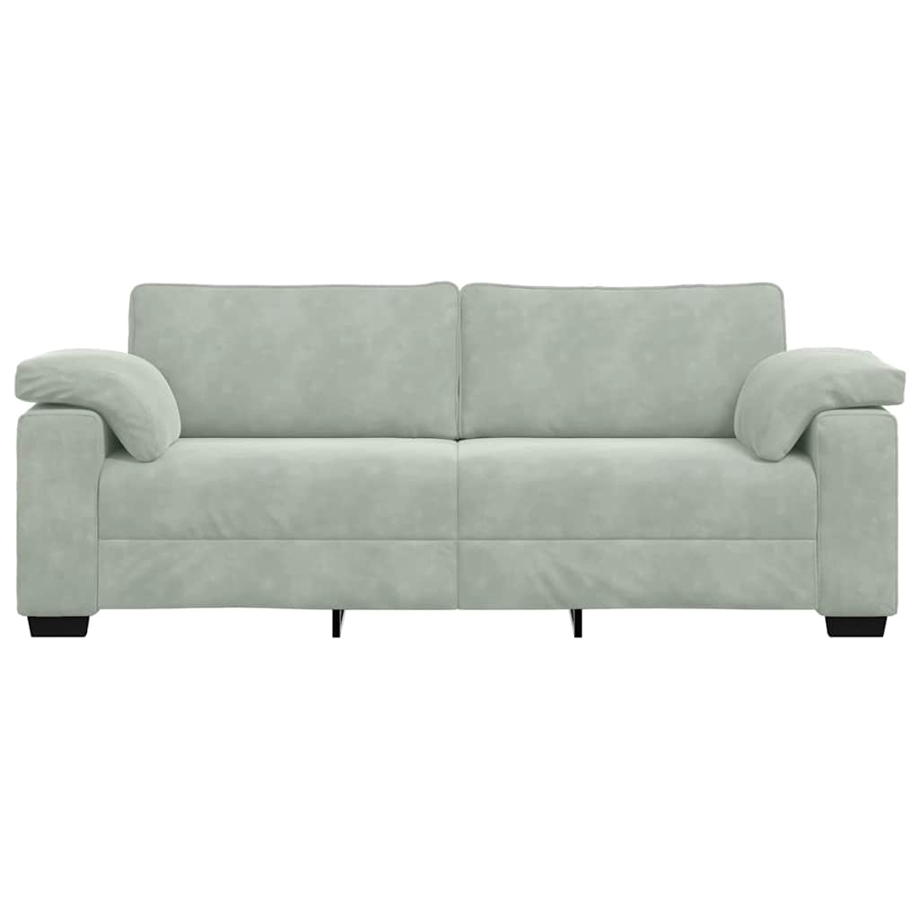 Sofá de 3 lugares 220x77x82 cm veludo cinzento-claro
