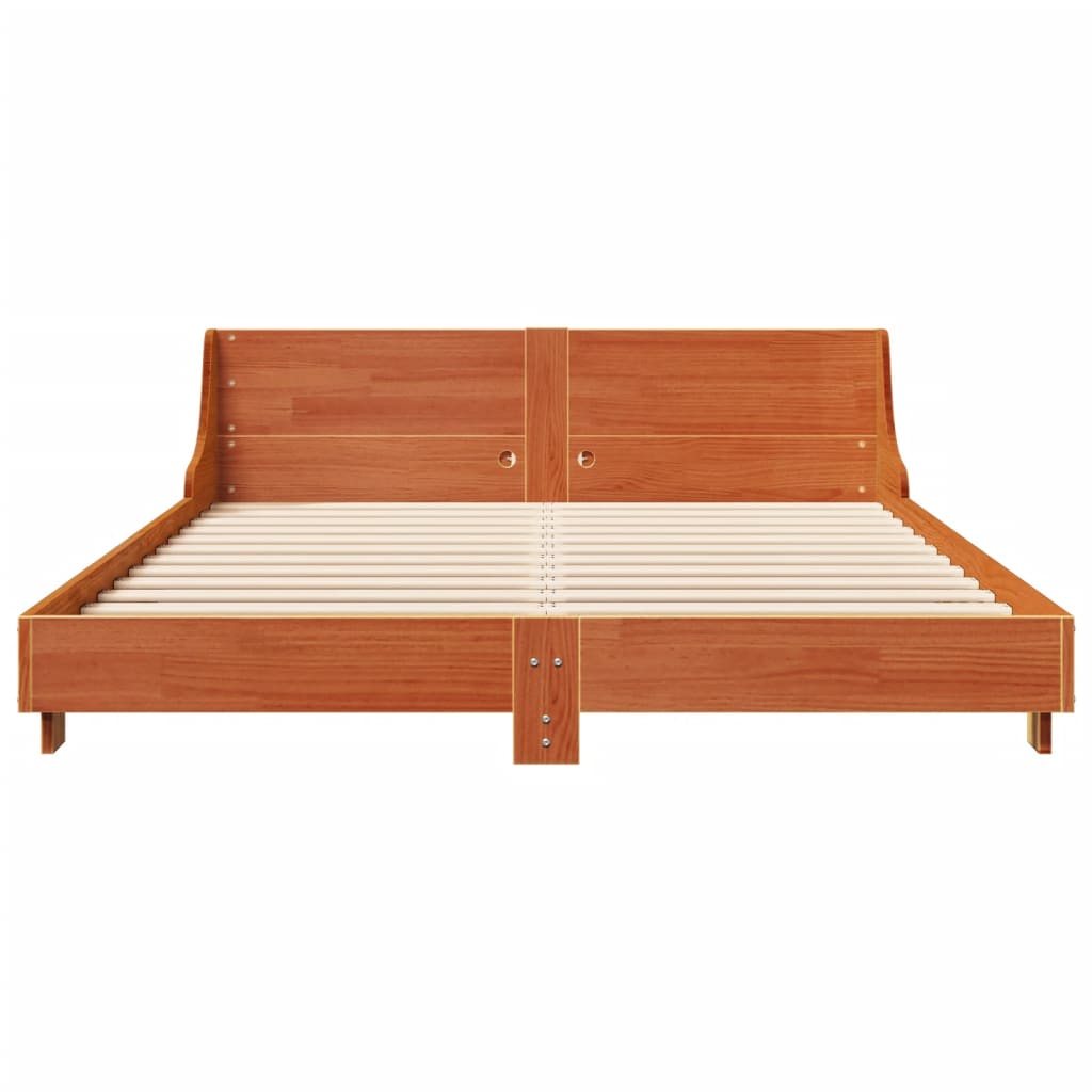 Cama sem colchão 140x190 cm pinho maciço castanho-mel