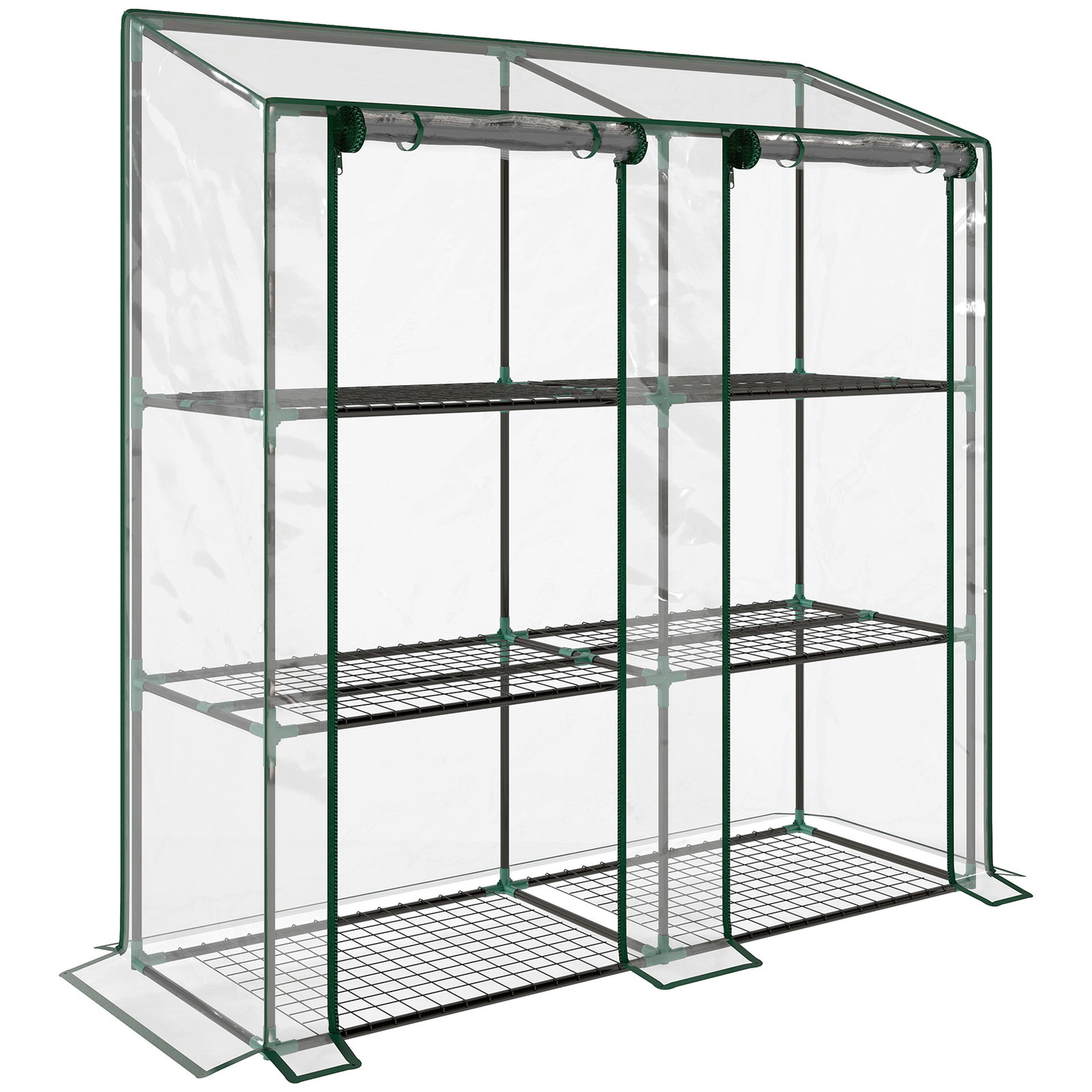 Estufa de jardim de 3 níveis estufa de terraço para cultivo de plantas em pátio 143x46x141/151 cm transparente