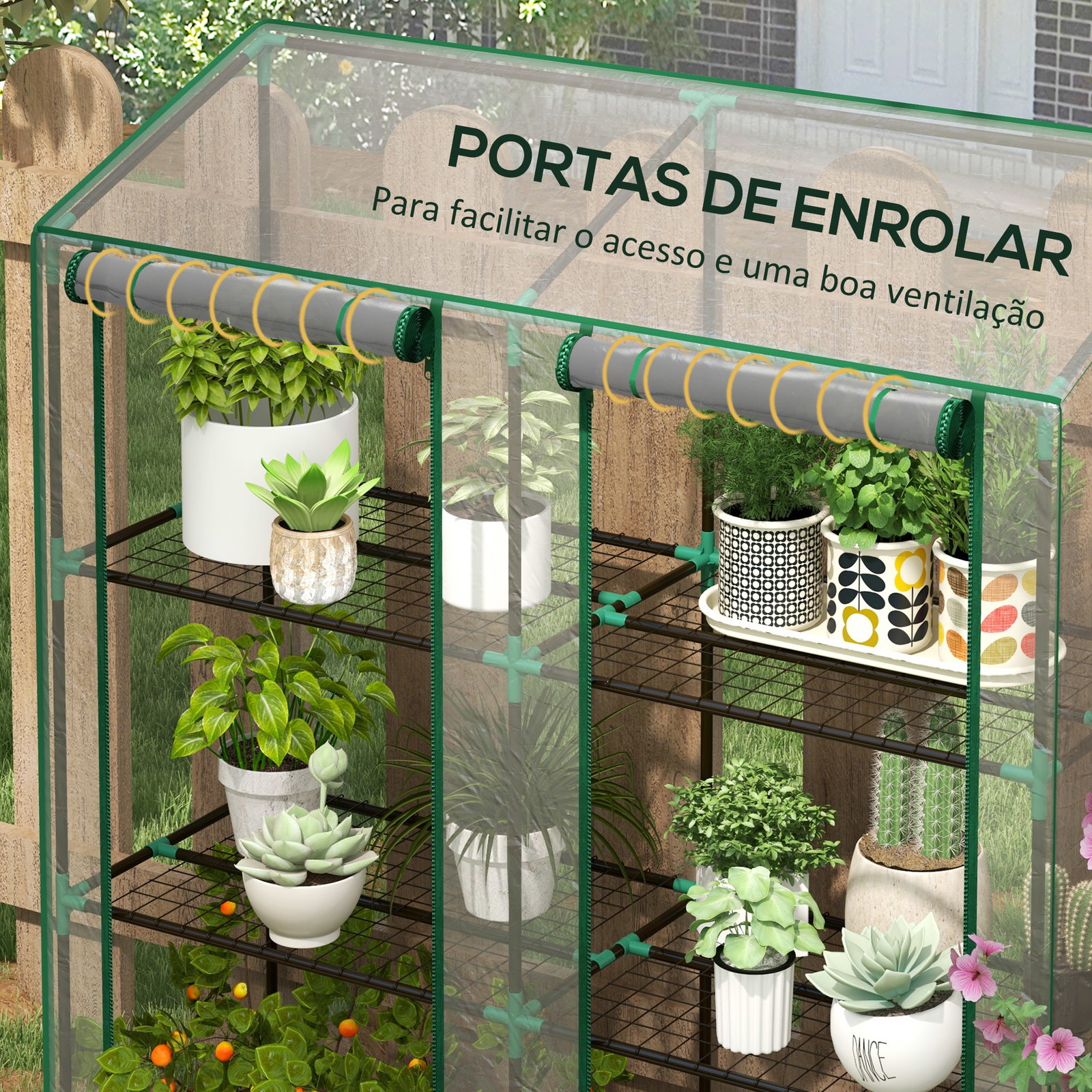 Estufa de jardim de 3 níveis estufa de terraço para cultivo de plantas em pátio 143x46x141/151 cm transparente