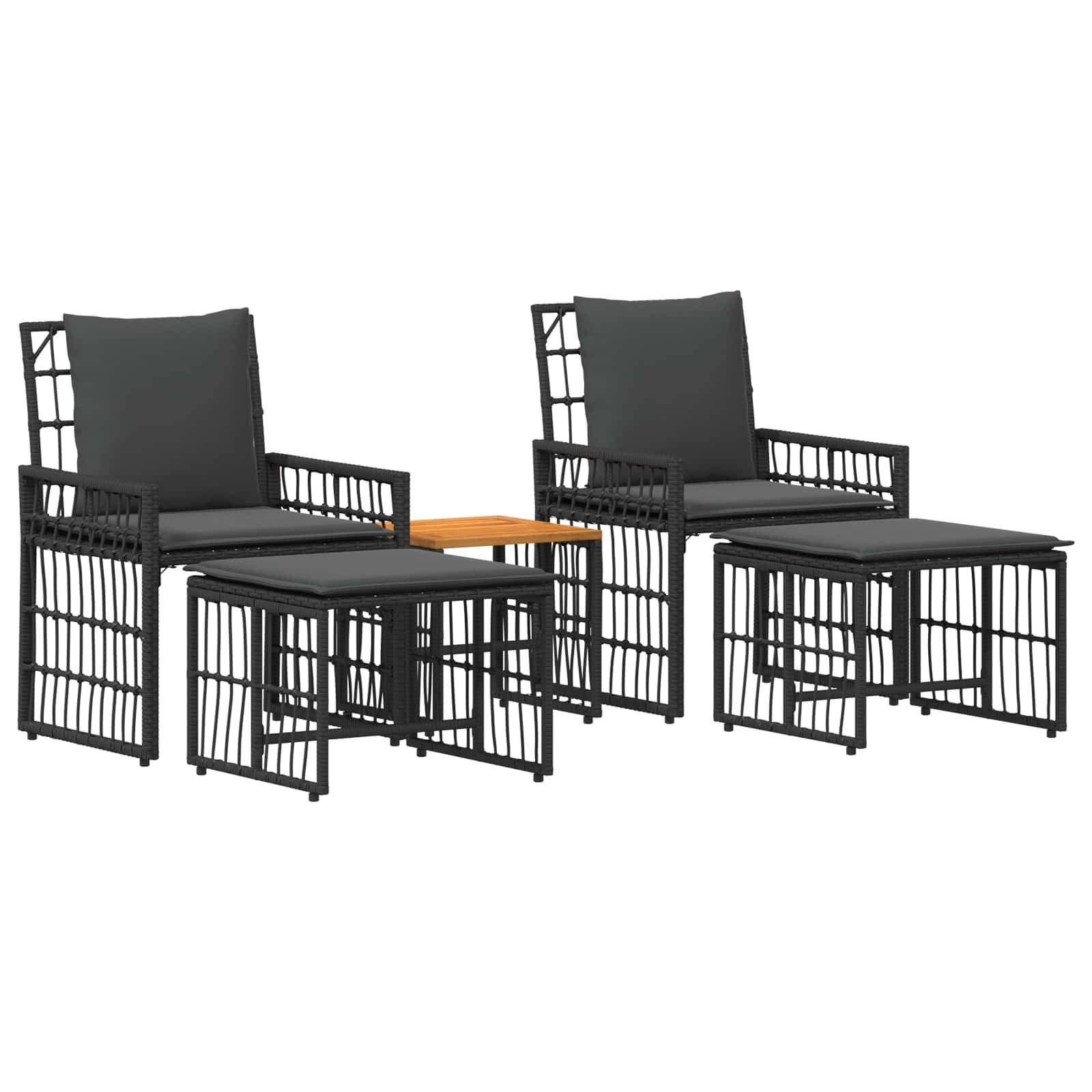 Conjunto de móveis para exterior 5 unid. preto e cinza escuro