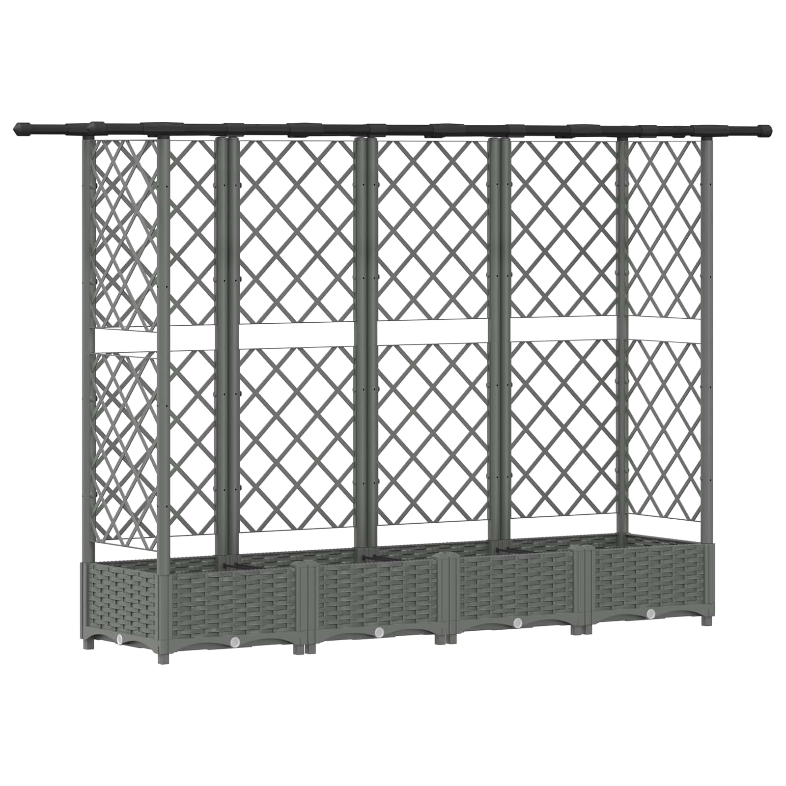 Cama elevada com treliça e telhado cinzento-claro PP