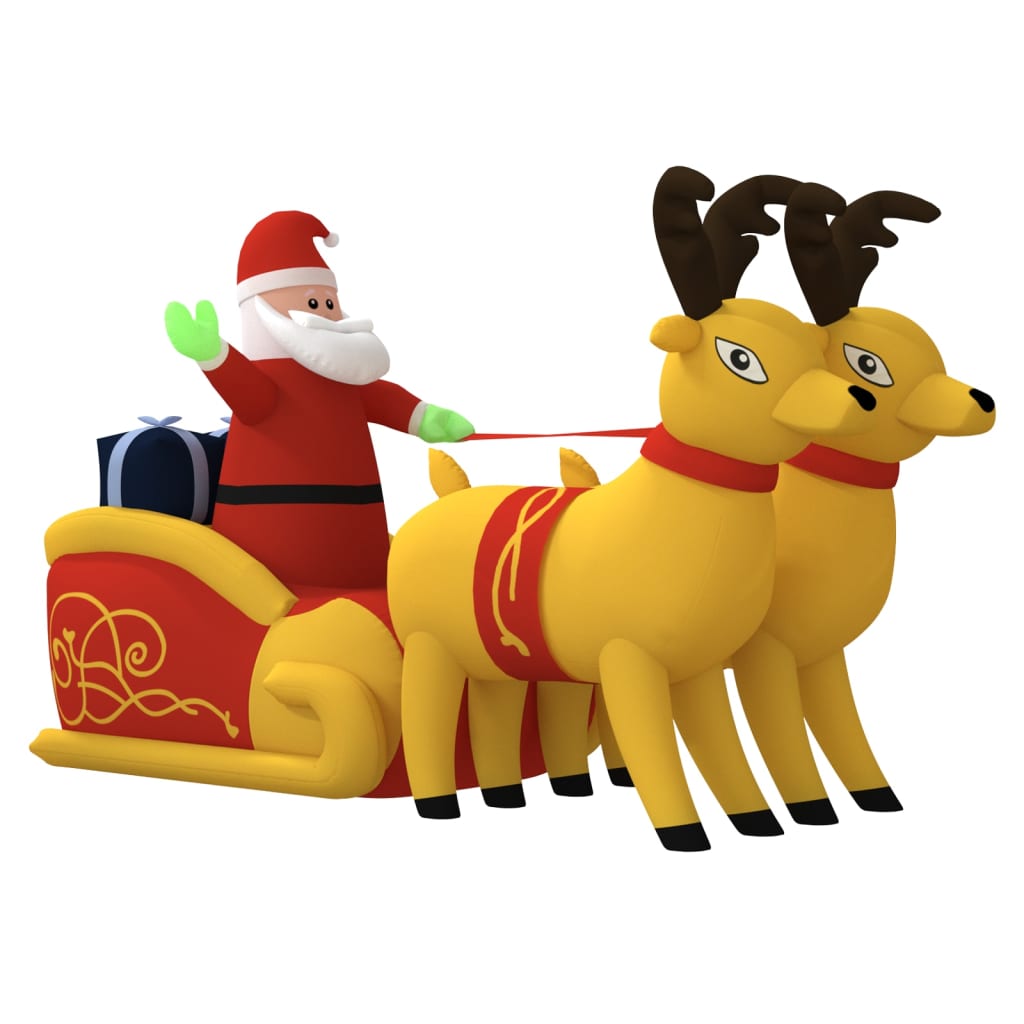 Pai natal e renas insufláveis com luzes LED 130 cm