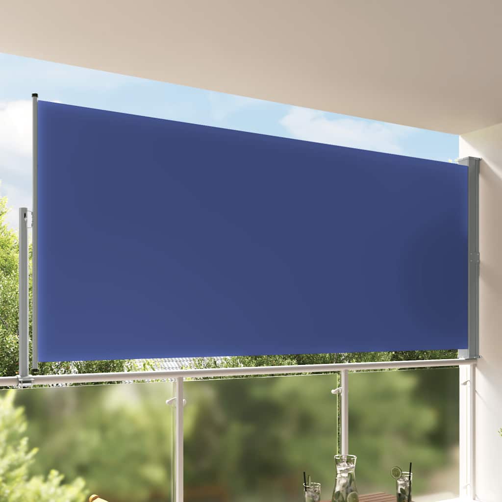 Toldo lateral retrátil para pátio 160x300 cm azul