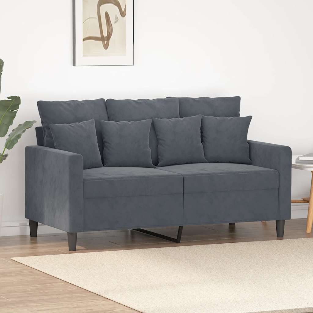 Sofá de 2 lugares 120 cm veludo cinza-escuro