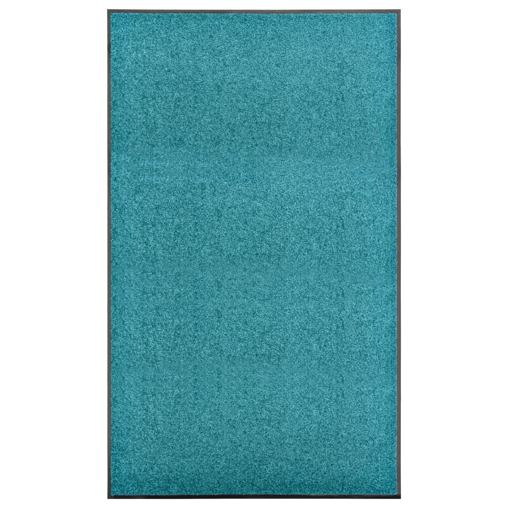 Tapete de porta lavável 90x150 cm azul ciano