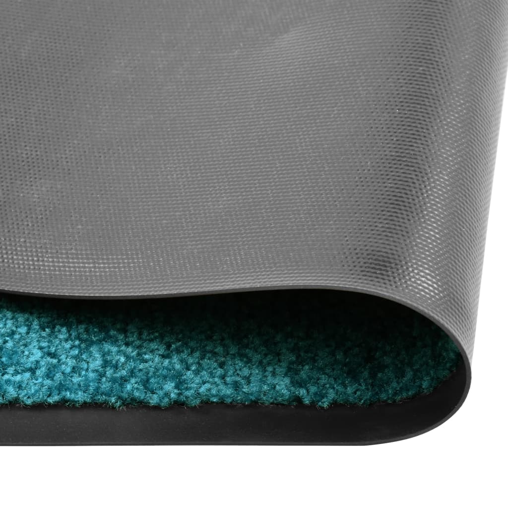 Tapete de porta lavável 90x150 cm azul ciano
