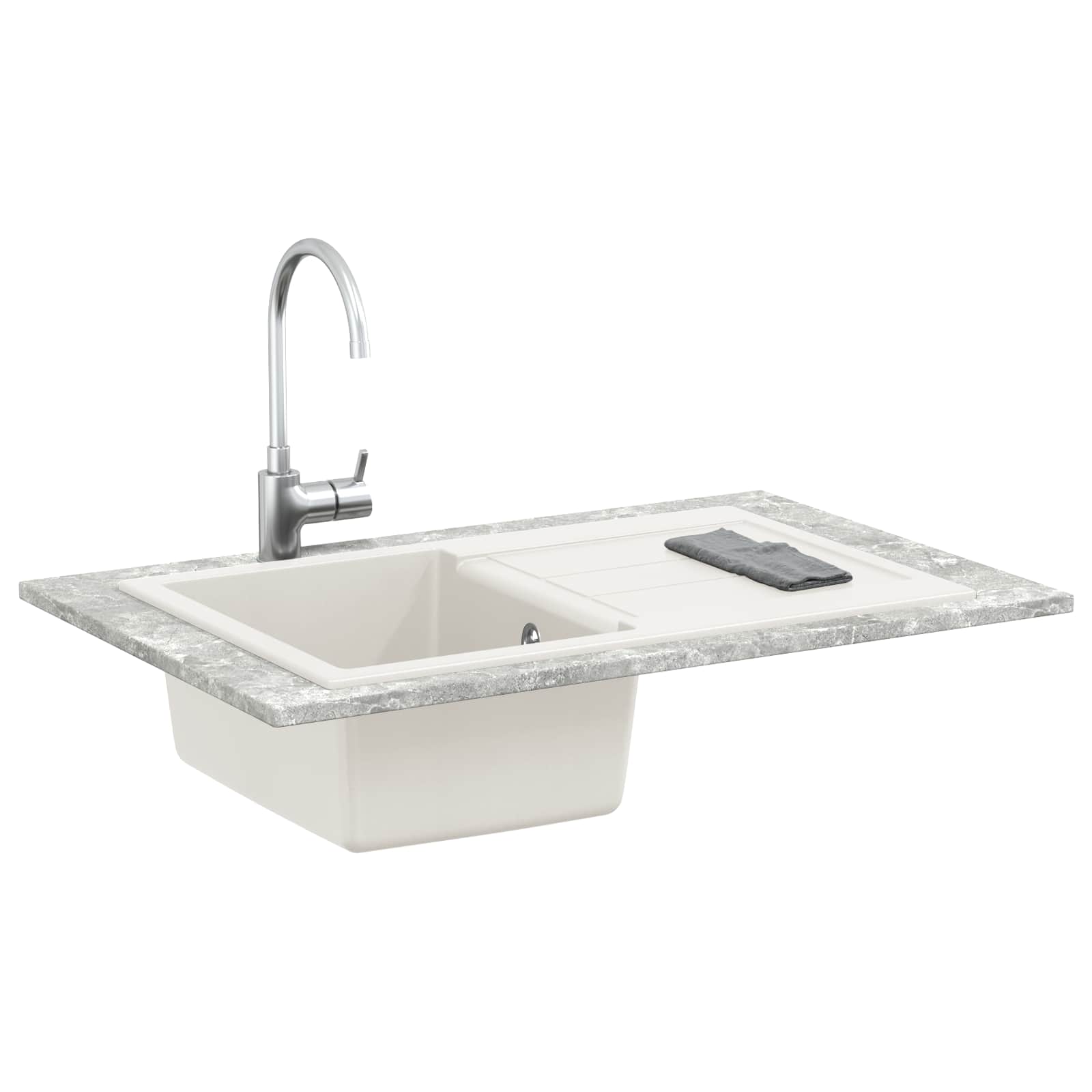 Pia branco 780 x 500 mm 80% quartzo e 20% resina