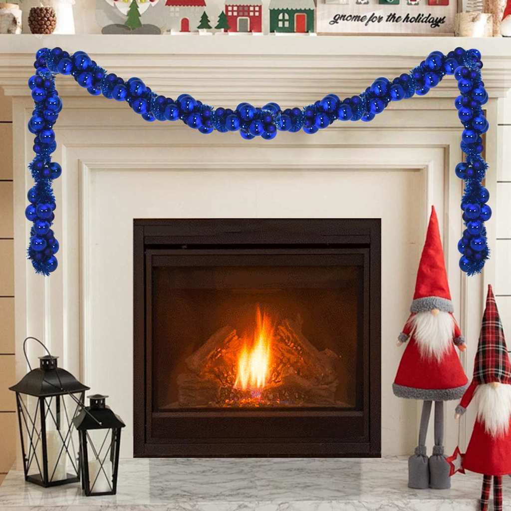 Guirlanda de bolas de natal azul 186 cm poliestireno