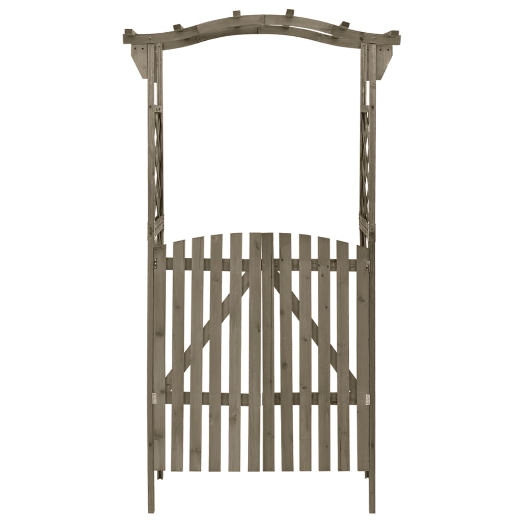 Pérgola com portão 116x40x204 cm madeira de abeto maciça cinza