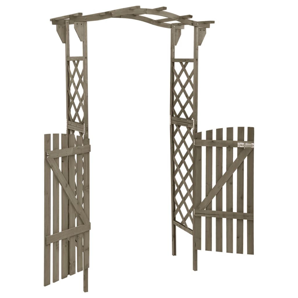 Pérgola com portão 116x40x204 cm madeira de abeto maciça cinza