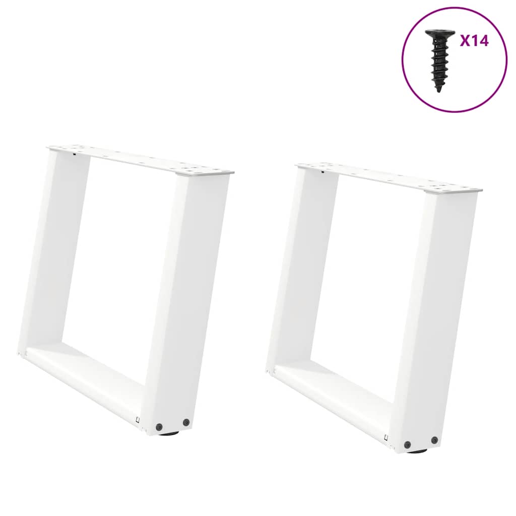 Pés para mesa de centro em formato de u, 2 peças, branco, 60x (42-43) cm, aço