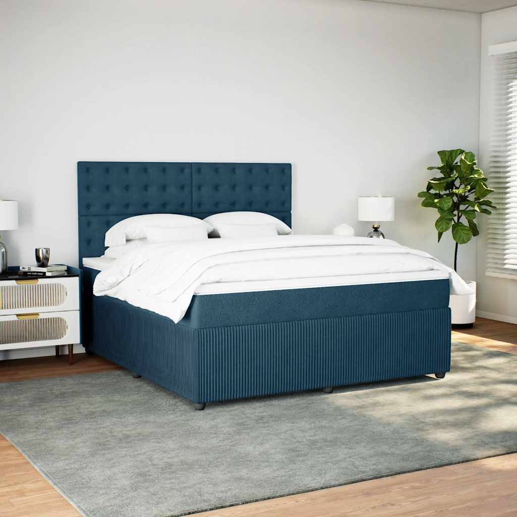 Cama com molas/colchão 180x200 cm veludo azul-escuro