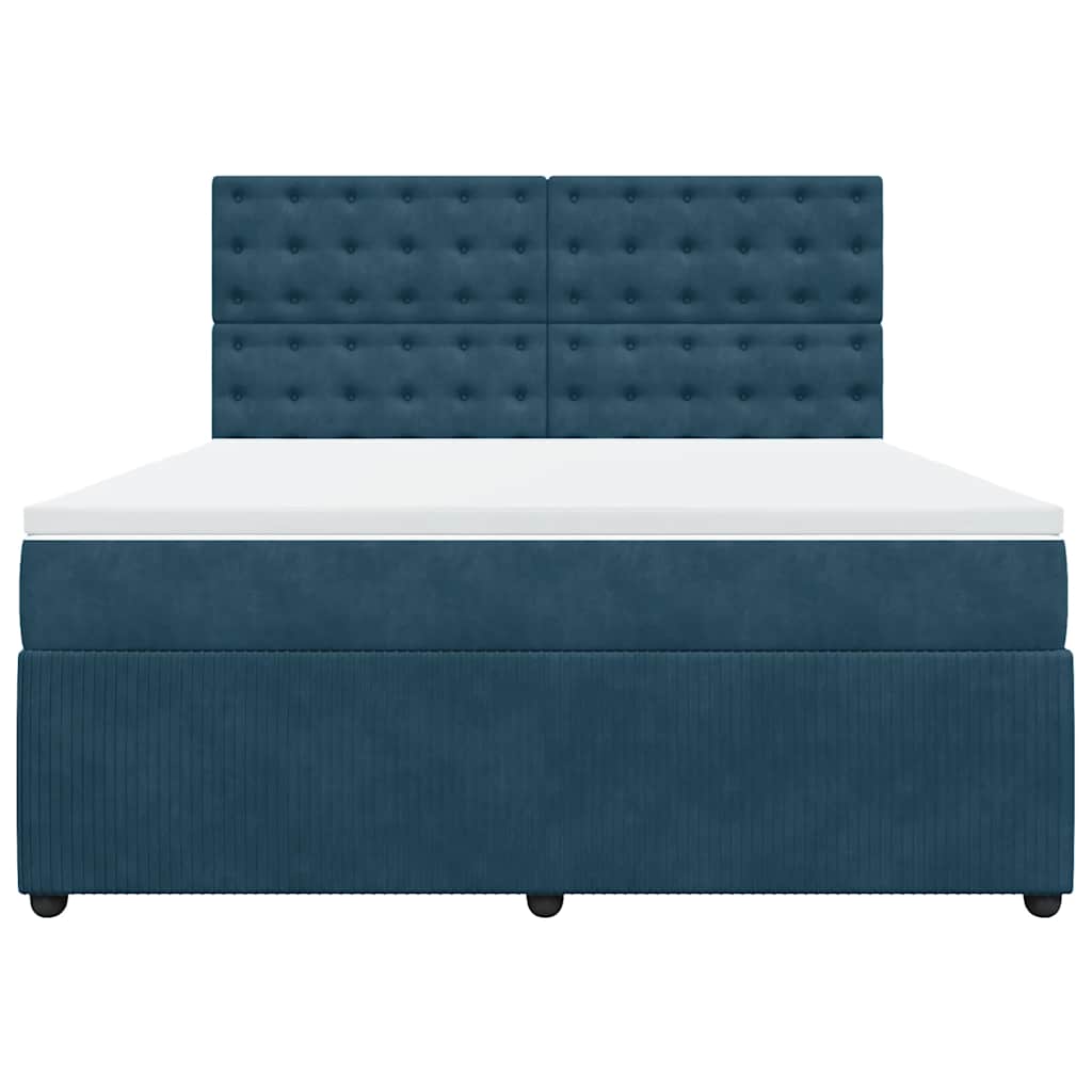Cama com molas/colchão 180x200 cm veludo azul-escuro