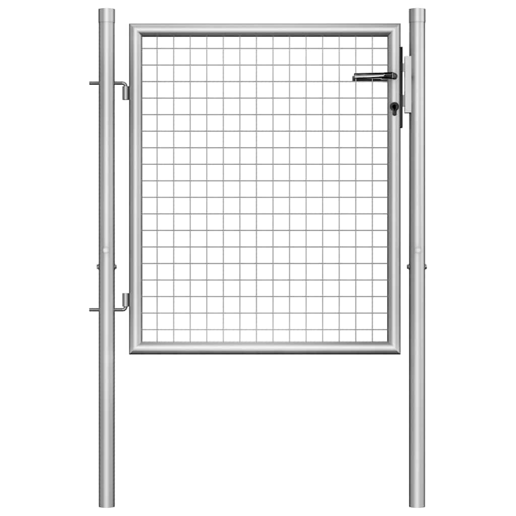 Portão de jardim em aço galvanizado 100x75 cm prata