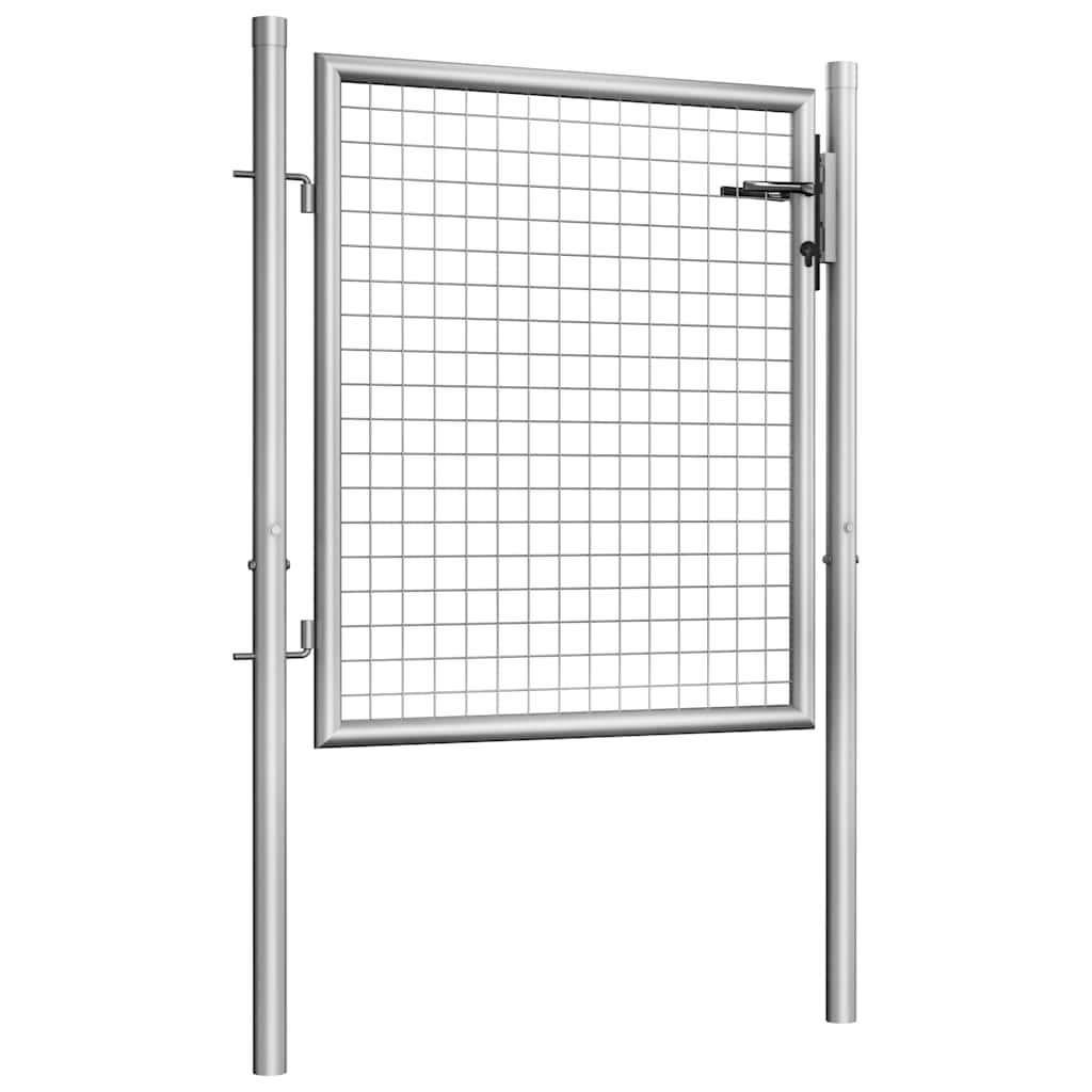 Portão de jardim em aço galvanizado 100x75 cm prata
