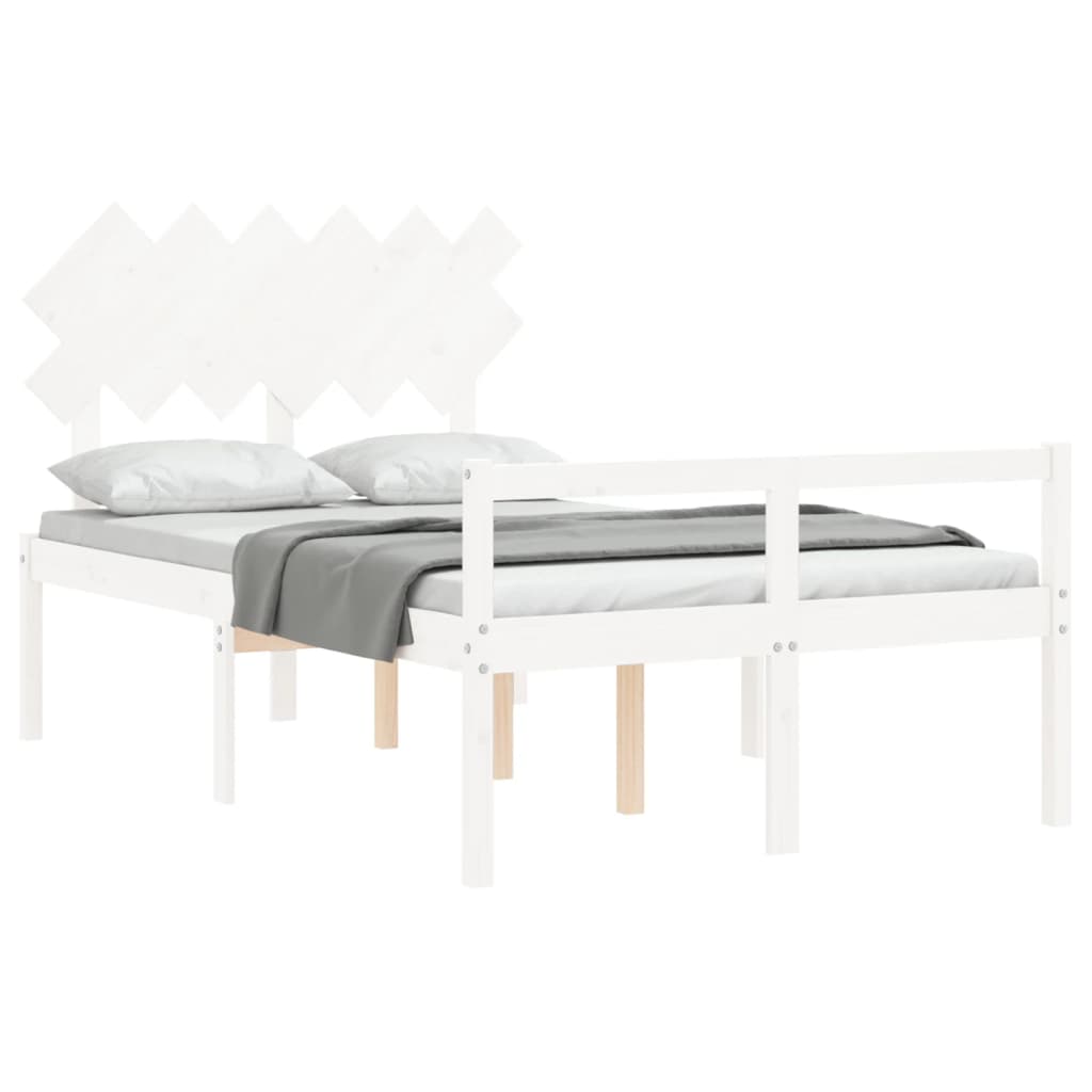 Cama de casal para idosos com cabeceira madeira maciça branco