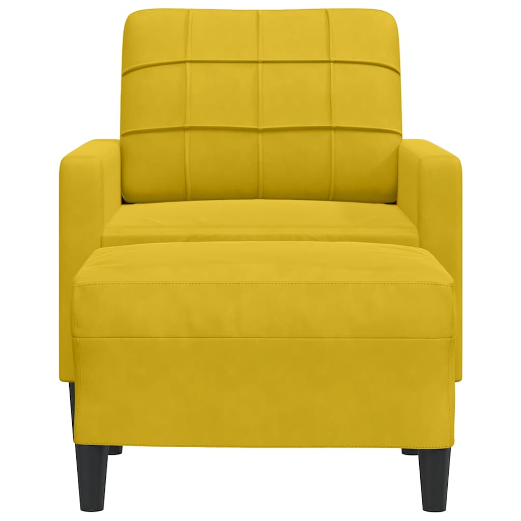 Poltrona com apoio de pés 60 cm veludo amarelo