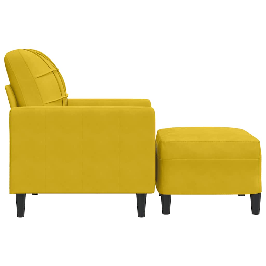 Poltrona com apoio de pés 60 cm veludo amarelo