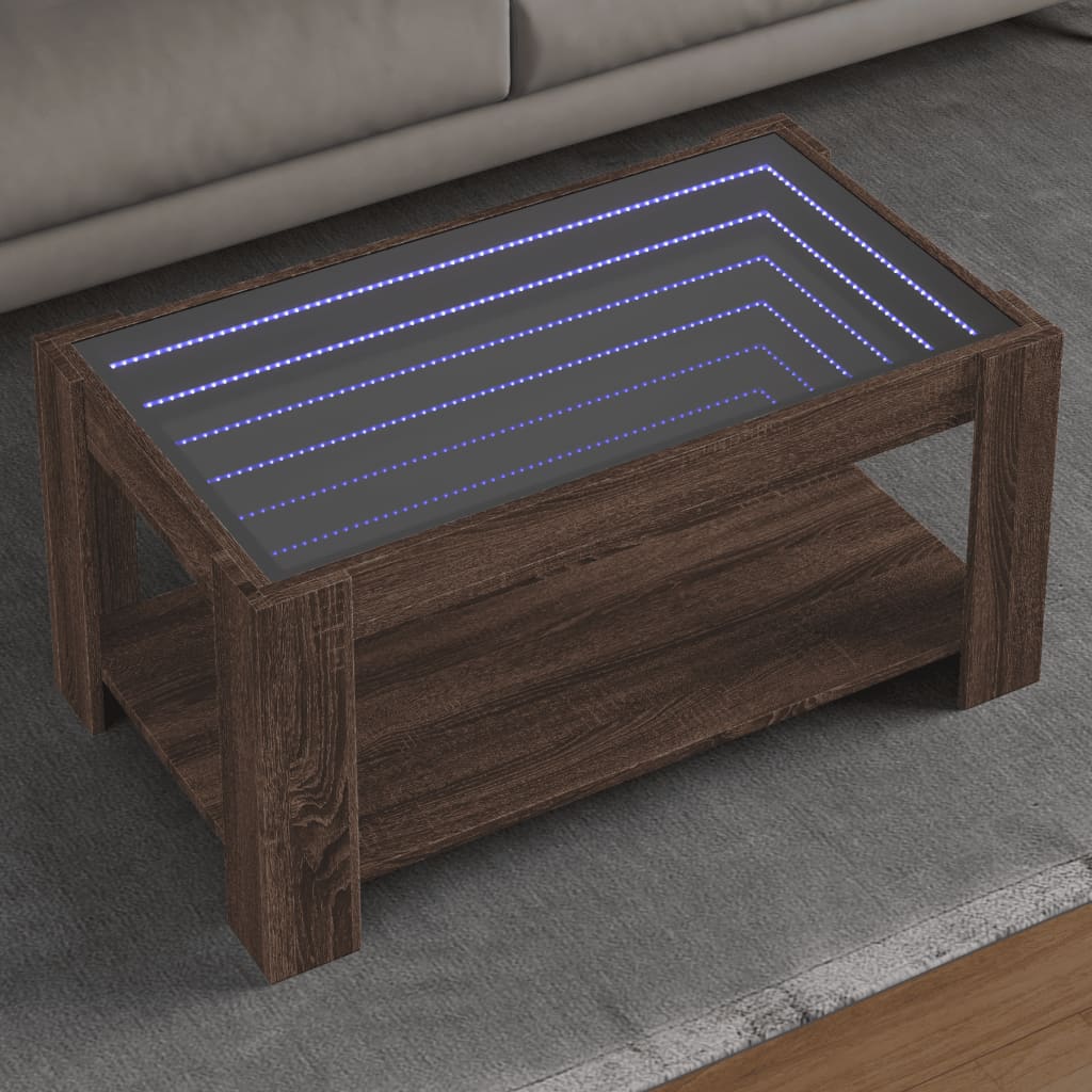 Mesa de centro c/ leds 93x53x45 cm madeira processada