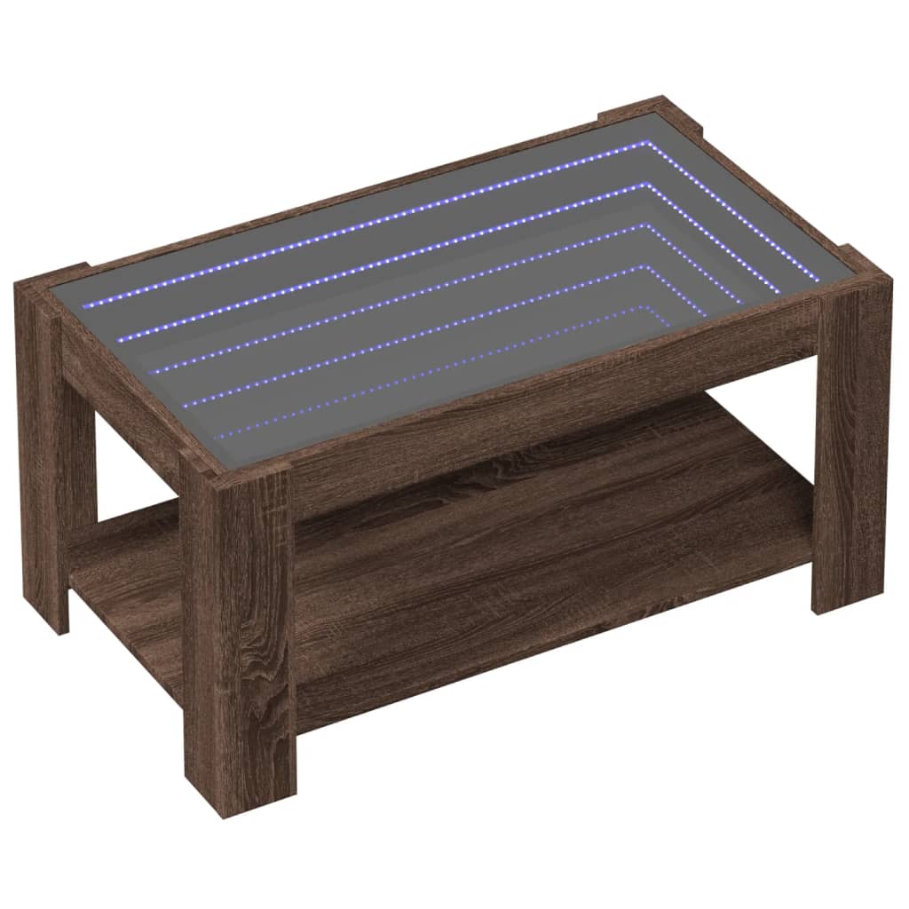 Mesa de centro c/ leds 93x53x45 cm madeira processada