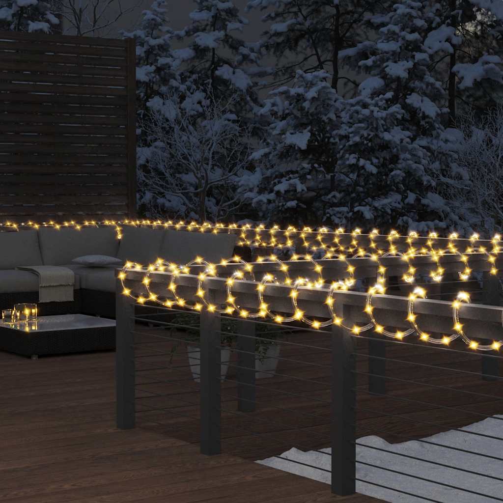 Cordão de luzes com 1200 luzes LED 50 m PVC branco quente