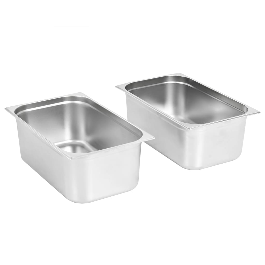 Recipientes gastronorm 2 pcs gn 1/1 200 mm aço inoxidável